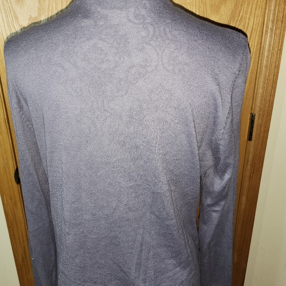 DAISY FUENTES LAVENDER BUTTON UP SWEATER WITH DELICATE SHEER DETAIL SIZE L - Picture 4 of 5